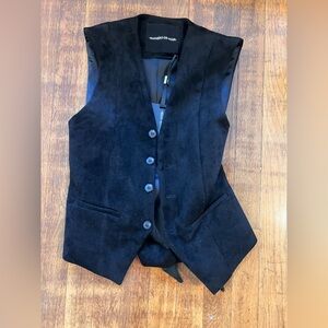 Maniere De Voir NWT Black Suede Vest